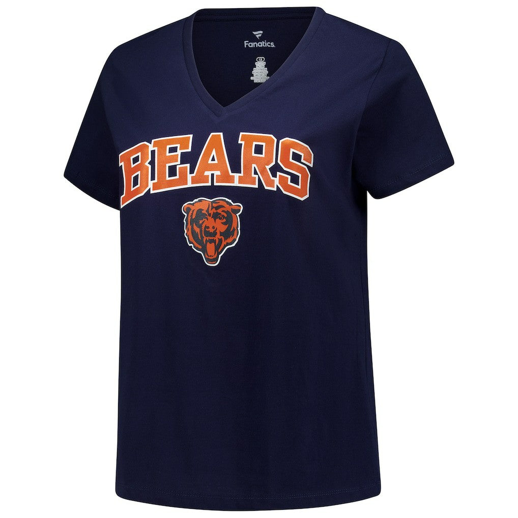 NFL Chicago Bears Women's Plus Size Arch Over Logo V-Neck T-Shirt