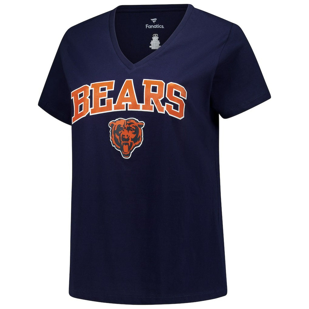 NFL Chicago Bears Women's Plus Size Arch Over Logo V-Neck T-Shirt