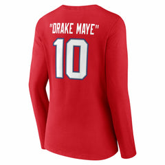 NFL New England Patriots Drake Maye  Women's Nickname V-Neck Long Sleeve T-Shirt