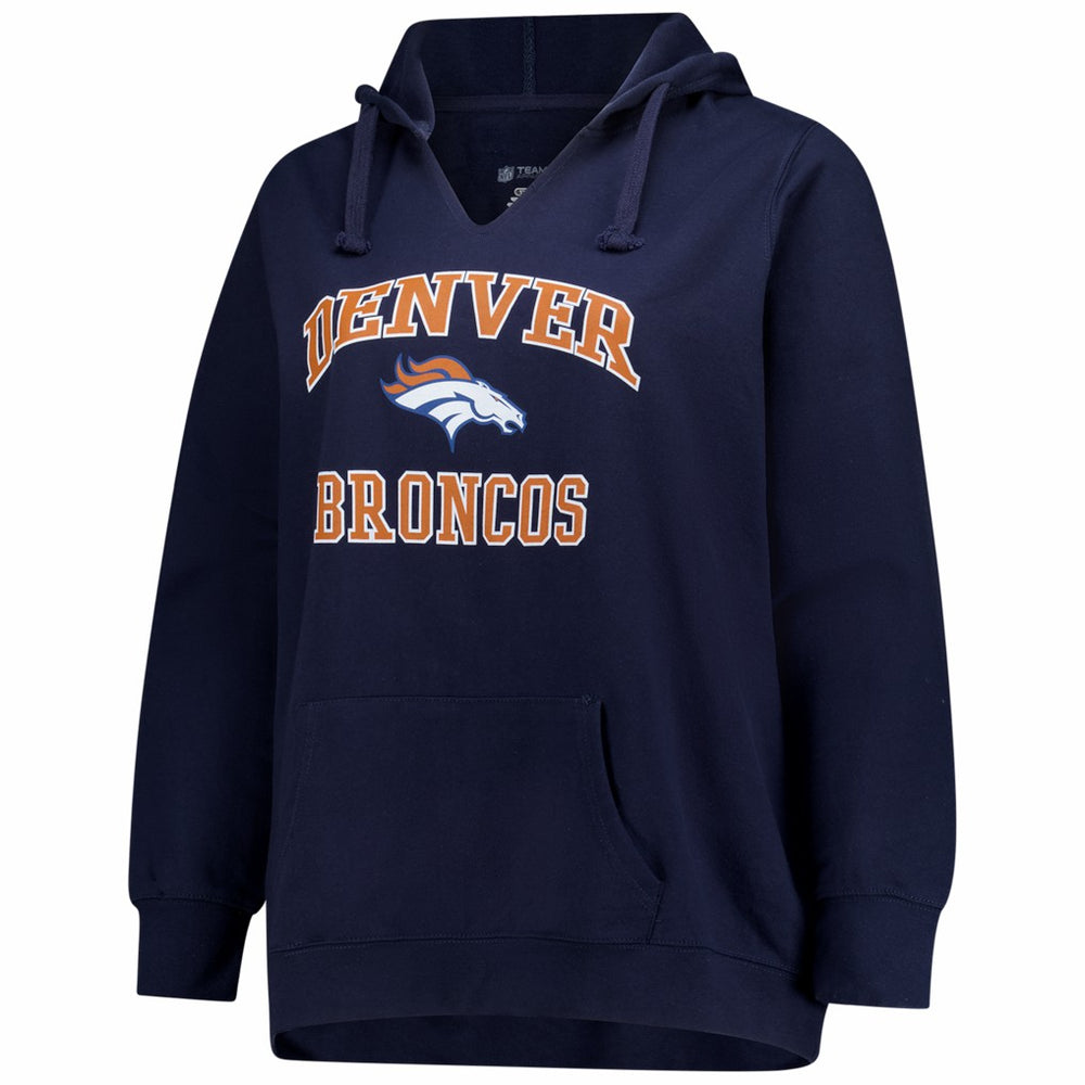NFL Denver Broncos Women's Plus Size Heart & Soul Notch Neck Hoodie
