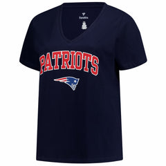 NFL New England Patriots Women's Plus Size Arch Over Logo V-Neck T-Shirt