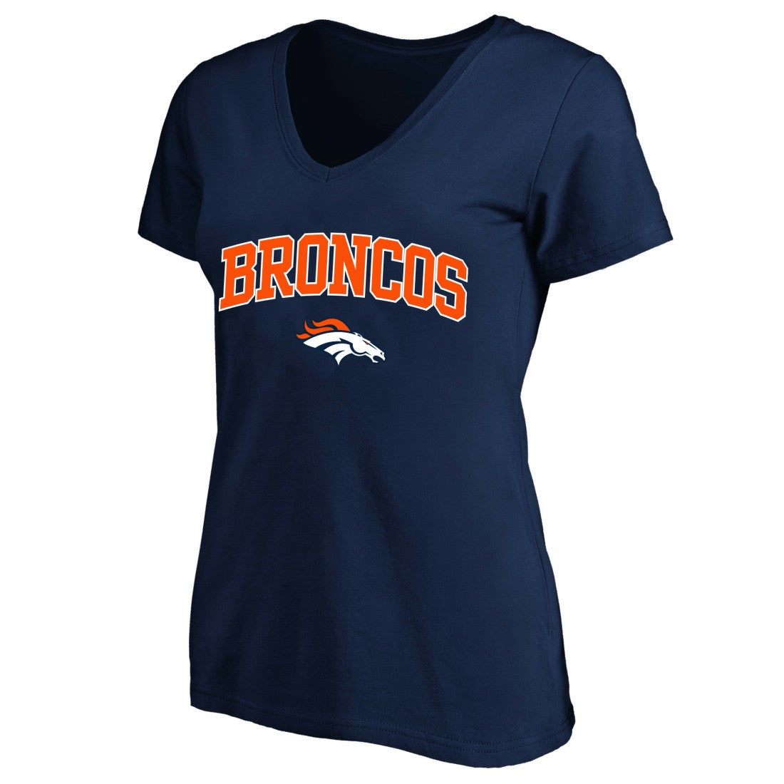 NFL Denver Broncos Women's Plus Size Arch Over Logo V-Neck T-Shirt