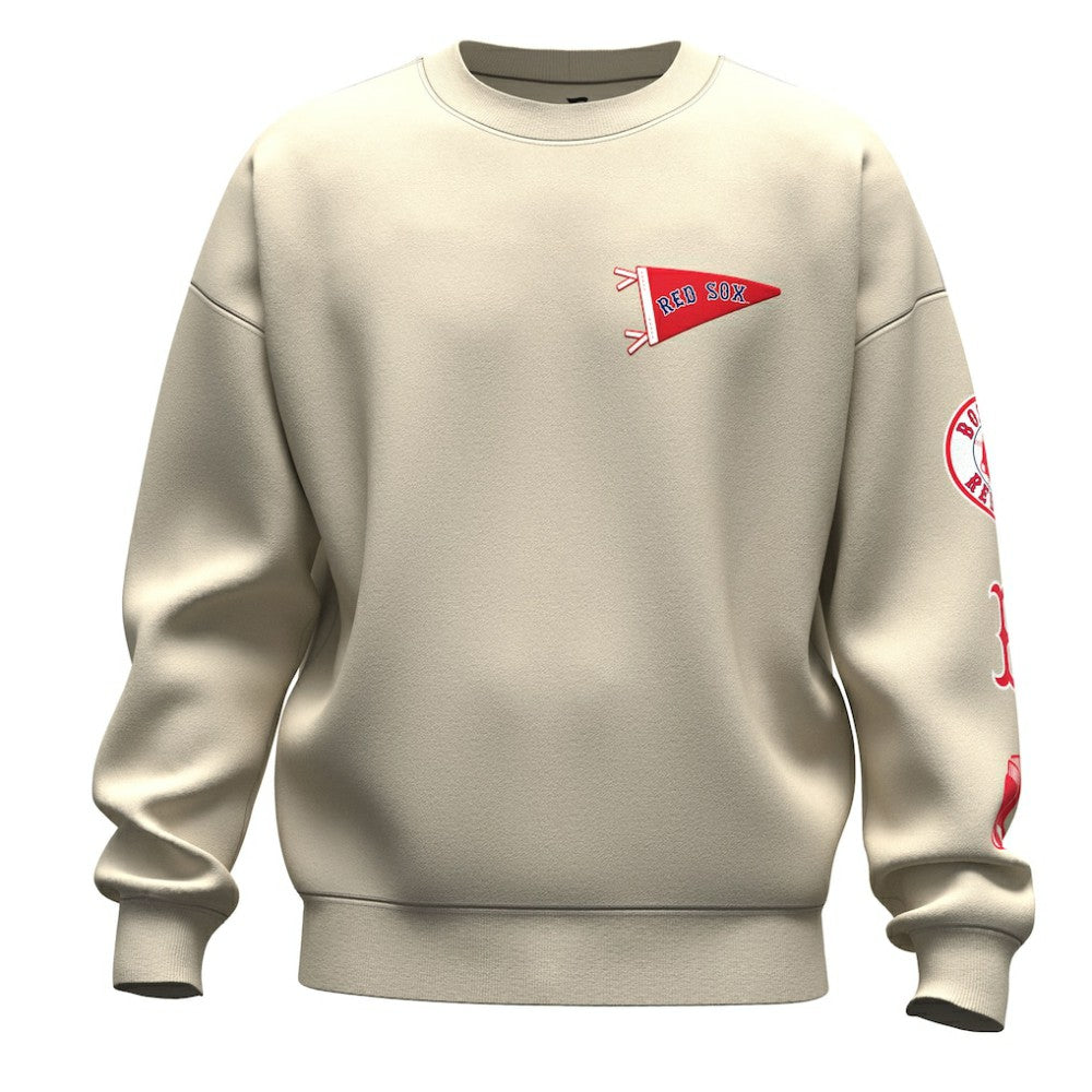 Boston Red Sox Unisex Spirit Jersey Fleece Crewneck Pennant Sweatshirt - Tan
