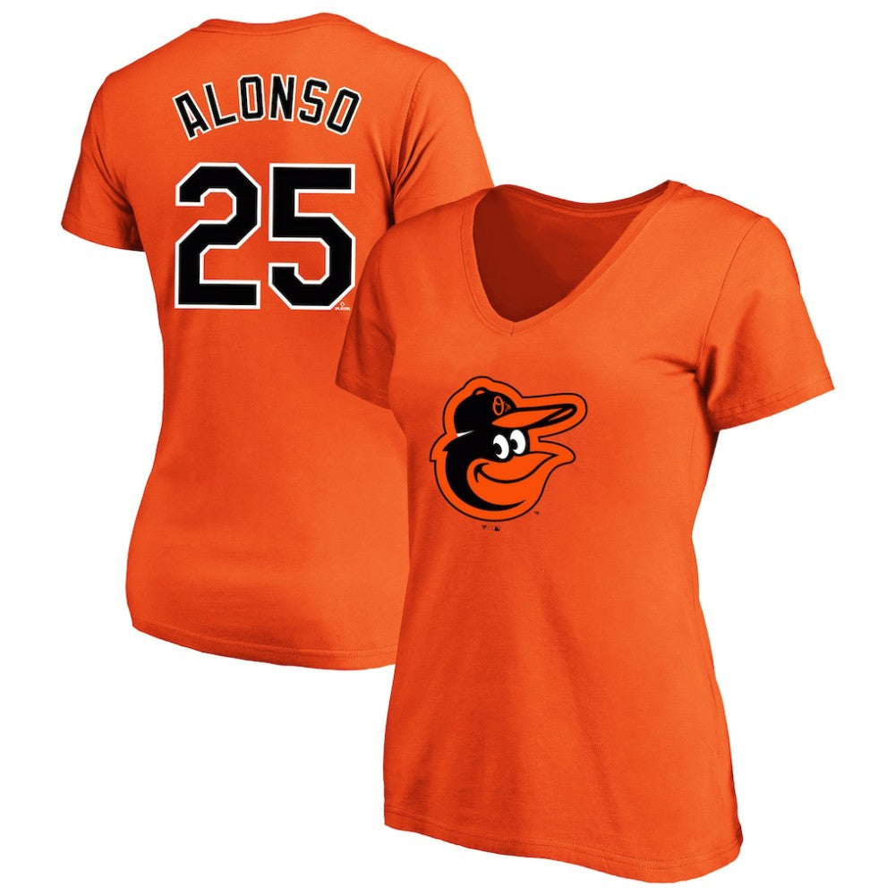 Pete Alonso Baltimore Orioles Profile Women's Plus Size Name & Number V-Neck T-Shirt - Orange