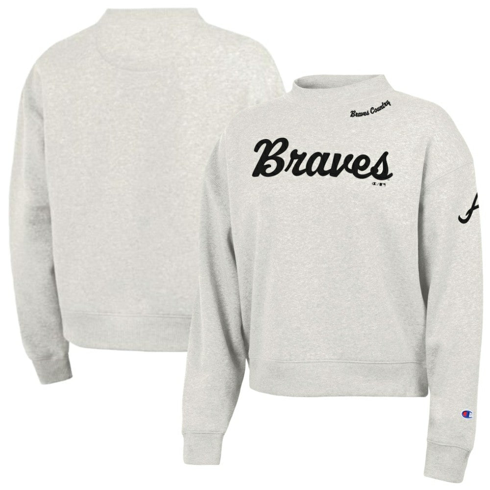 Atlanta Braves Champion Women's Triumph Tri-Blend Sweatshirt - Stone