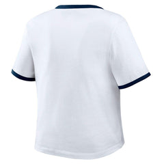 Atlanta Braves WEAR by Erin Andrews Women's Ringer Baby T-Shirt - White