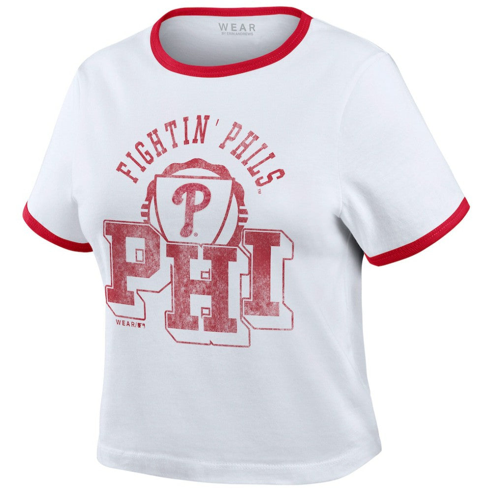 Philadelphia Phillies WEAR by Erin Andrews Women's Ringer Baby T-Shirt - White
