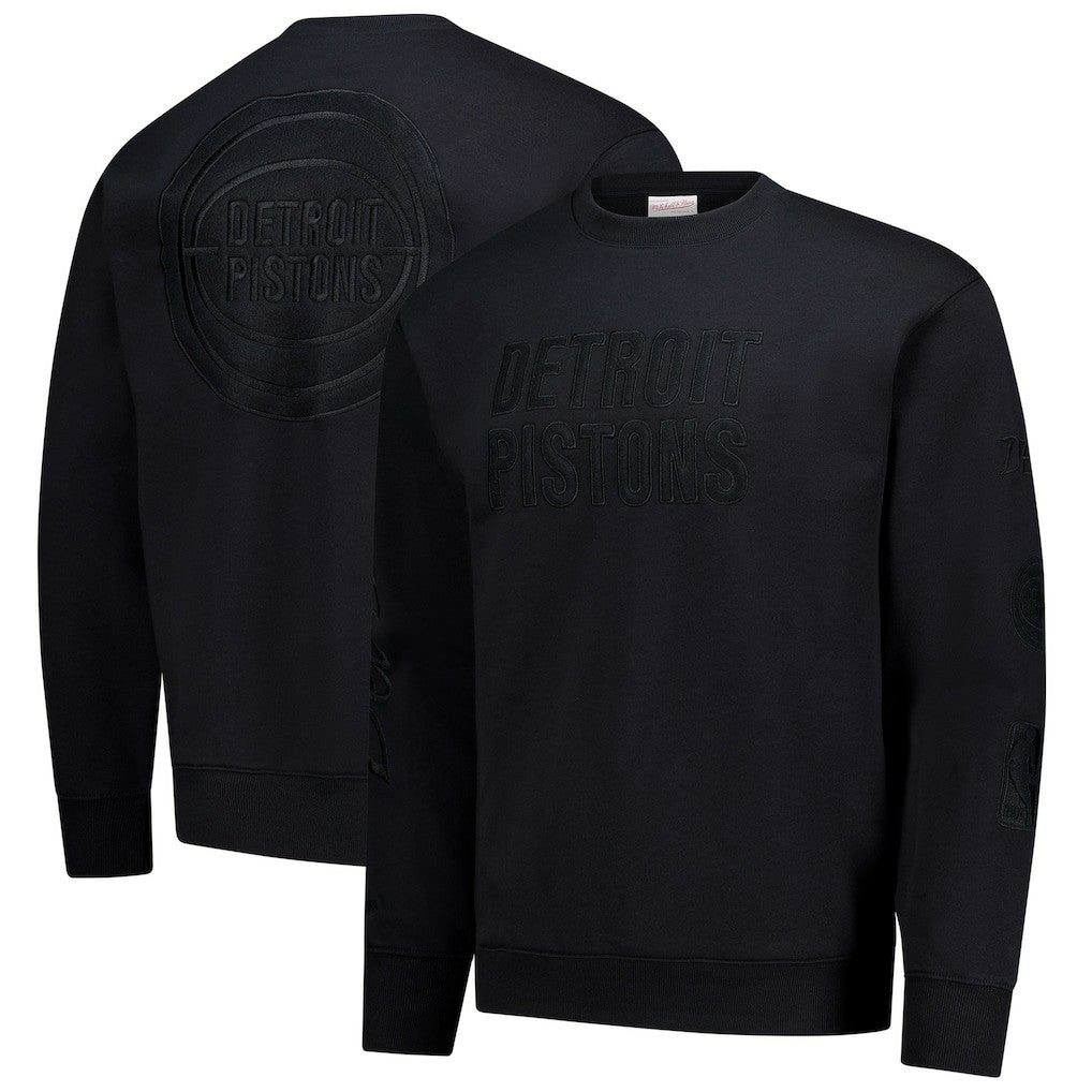 Detroit Pistons Phantom Fleece Sweatshirt sale - Black | Mitchell & Ness outlet
