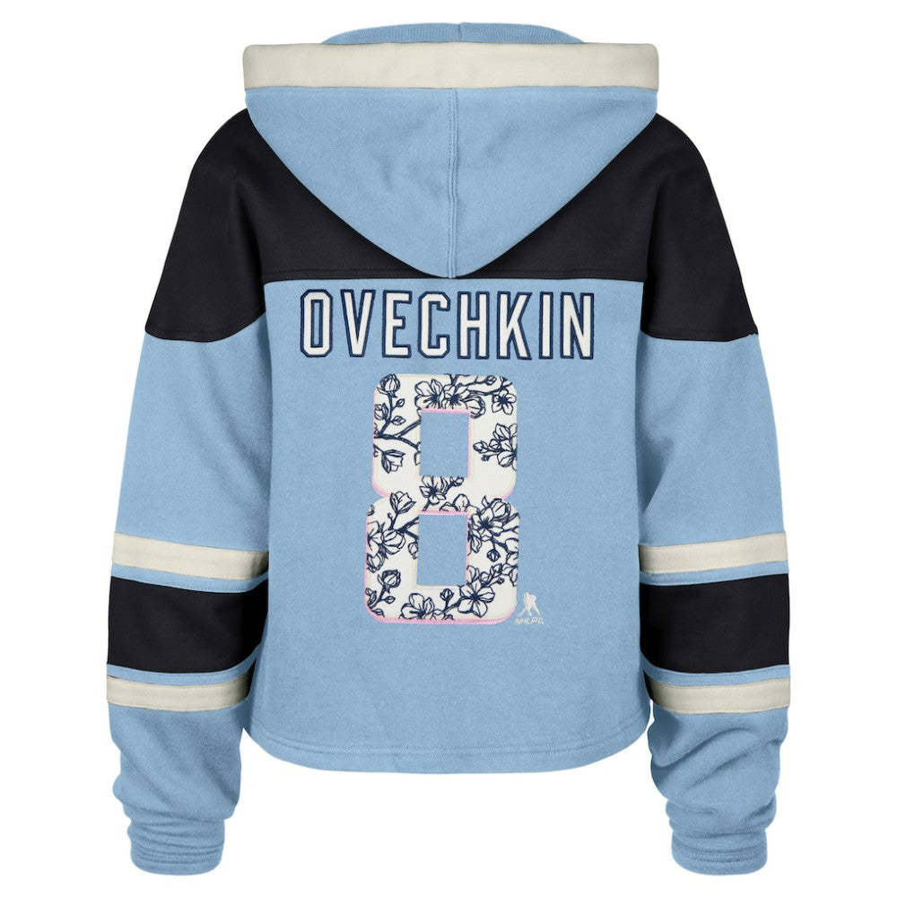 Alexander Ovechkin Washington Capitals '47 Women's Cherry Blossom Superior Lacer Cropped Pullover Hoodie
