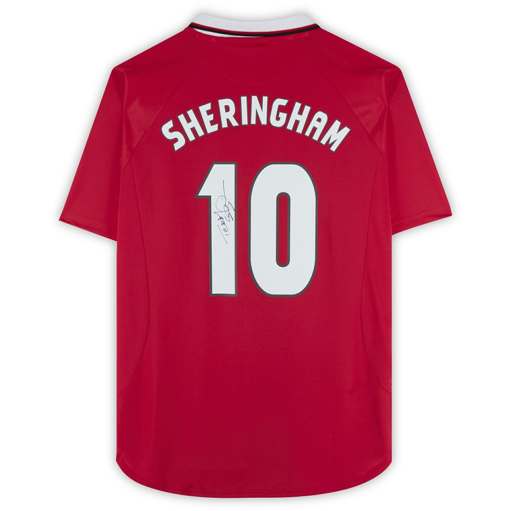 Teddy Sheringham Manchester United Autographed 1999 Red UEFA Champions League Home Jersey / Soccer Outlet