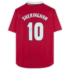Teddy Sheringham Manchester United Autographed 1999 Red UEFA Champions League Home Jersey / Soccer Outlet