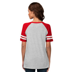 Philadelphia Phillies G-III 4Her by Carl Banks Women's Goal Line Raglan V-Neck T-Shirt - Heather Gray