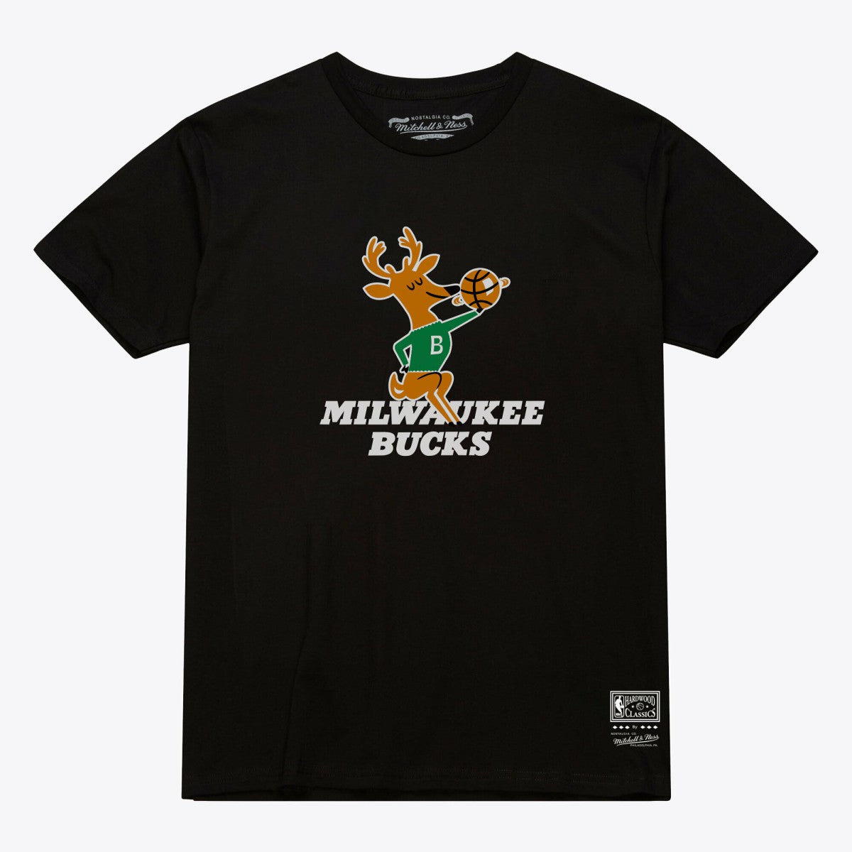 Milwaukee Bucks Unisex Hardwood Classics Arch T-Shirt - Black | Mitchell & Ness for sale