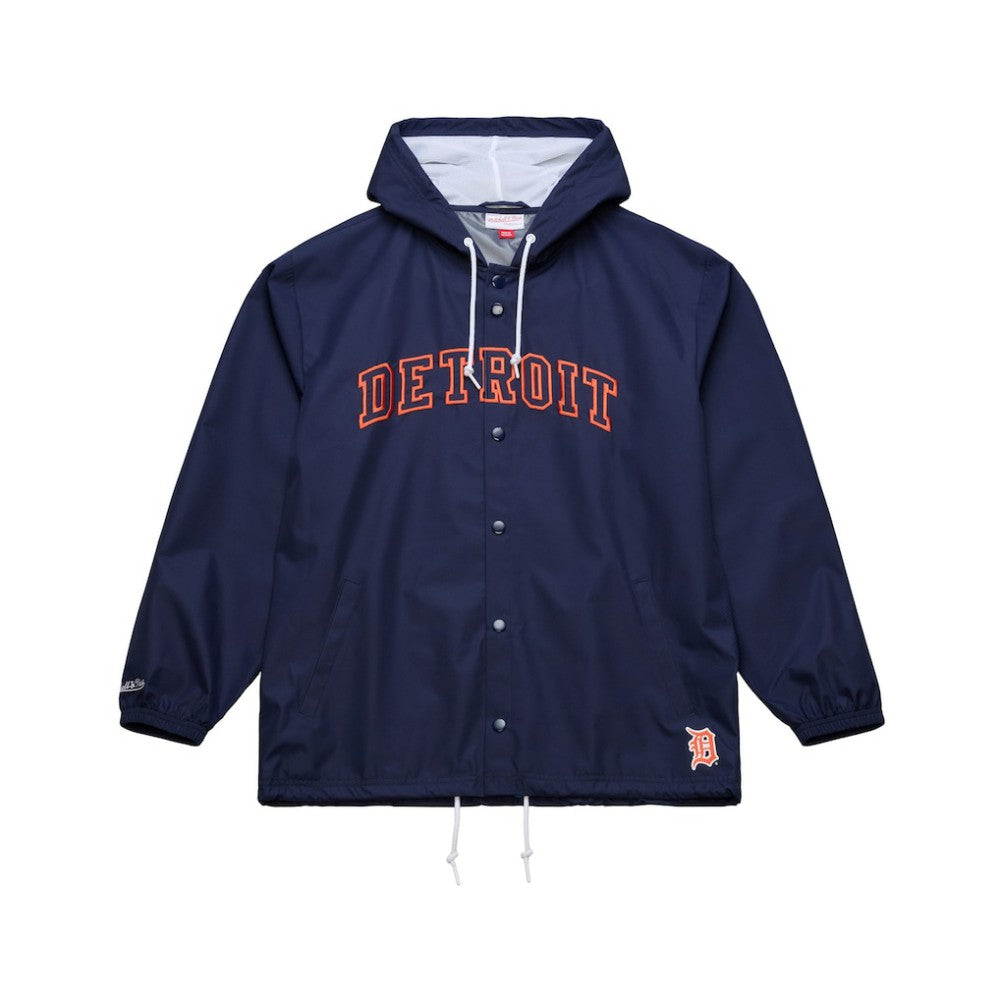 Detroit Tigers Full-Snap Hooded Coaches Jacket - Navy | Mitchell & Ness