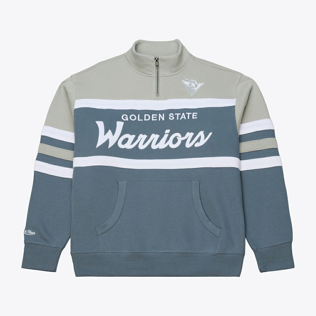 Golden State Warriors Thunderstorm Head Coach Quarter-Zip Jacket sale - Blue | Mitchell & Ness discount