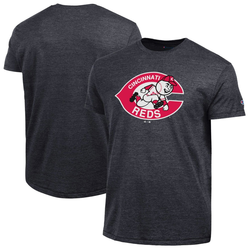 Cincinnati Reds Champion Cooperstown Logo Tri-Blend T-Shirt - Black