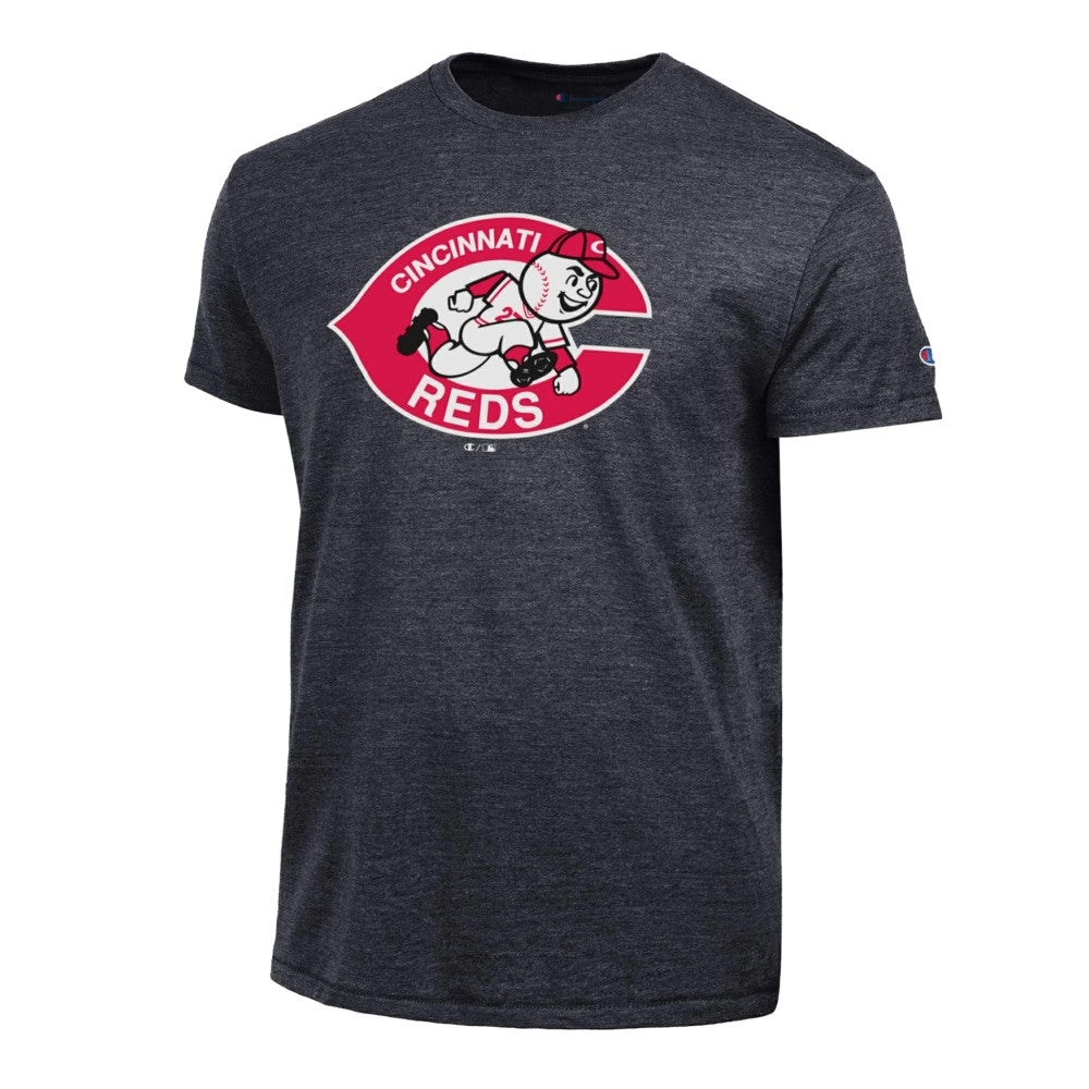 Cincinnati Reds Champion Cooperstown Logo Tri-Blend T-Shirt - Black