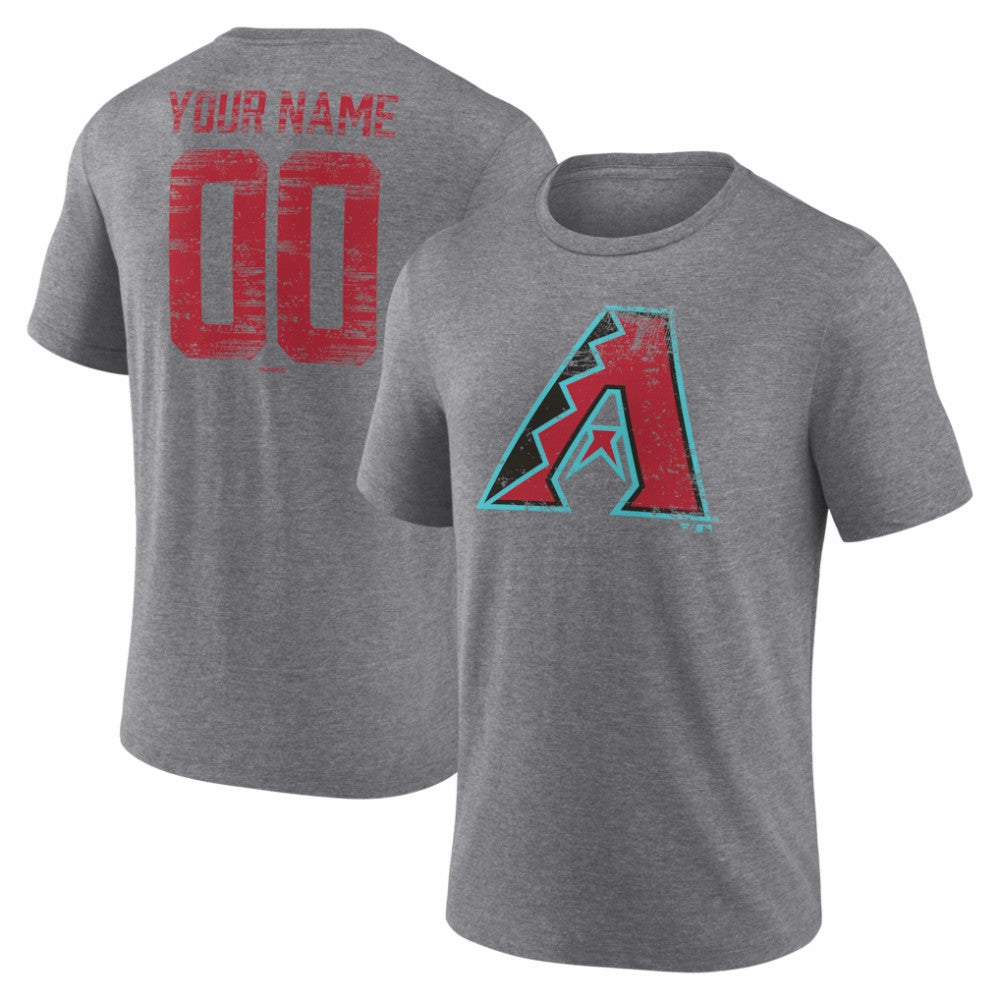 Arizona Diamondbacks Heritage Personalized Any Name & Number Tri-Blend T-Shirt - Gray