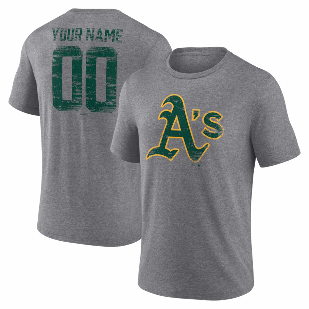 Athletics Heritage Personalized Any Name & Number Tri-Blend T-Shirt - Gray