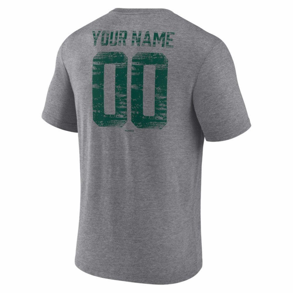 Athletics Heritage Personalized Any Name & Number Tri-Blend T-Shirt - Gray