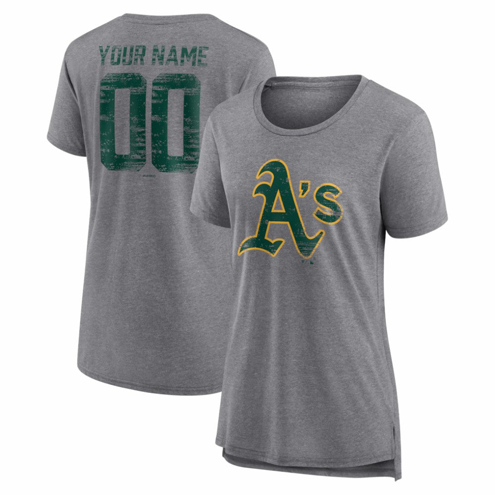 Athletics Women's Heritage Personalized Any Name & Number Tri-Blend T-Shirt - Gray
