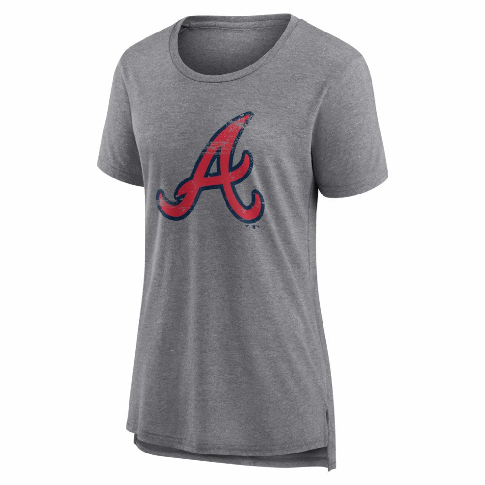 Atlanta Braves Women's Heritage Personalized Any Name & Number Tri-Blend T-Shirt - Gray