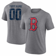 Boston Red Sox Heritage Personalized Any Name & Number Tri-Blend T-Shirt - Gray