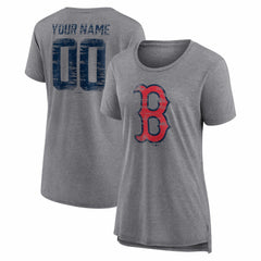 Boston Red Sox Women's Heritage Personalized Any Name & Number Tri-Blend T-Shirt - Gray