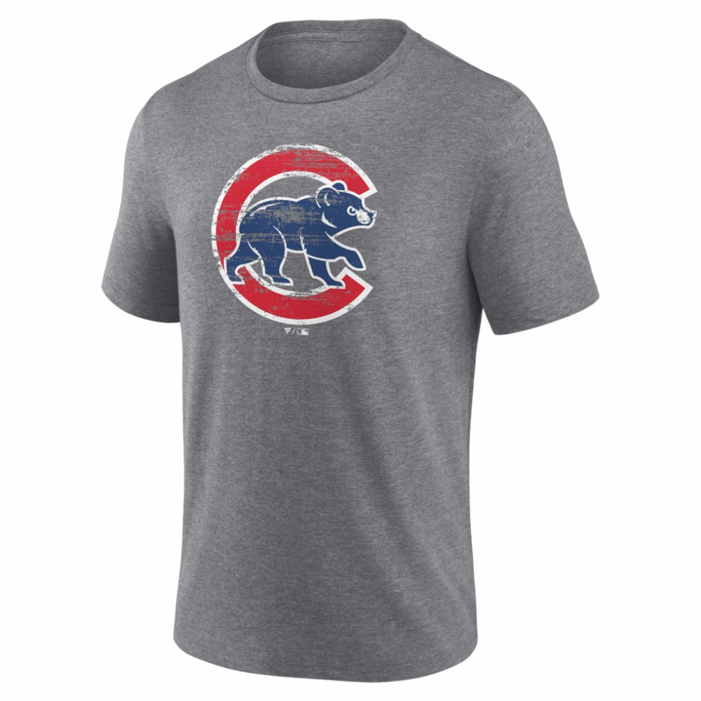 Chicago Cubs Heritage Personalized Any Name & Number Tri-Blend T-Shirt - Gray