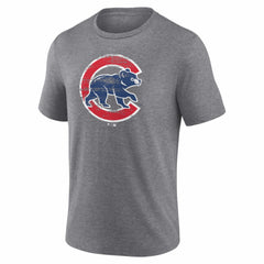 Chicago Cubs Heritage Personalized Any Name & Number Tri-Blend T-Shirt - Gray