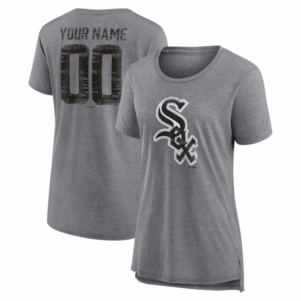 Chicago White Sox Women's Heritage Personalized Any Name & Number Tri-Blend T-Shirt - Gray