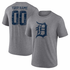 Detroit Tigers Heritage Personalized Any Name & Number Tri-Blend T-Shirt - Gray