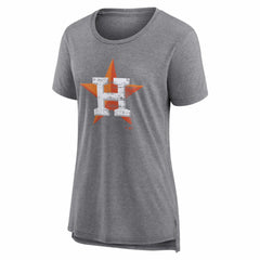 Houston Astros Women's Heritage Personalized Any Name & Number Tri-Blend T-Shirt - Gray