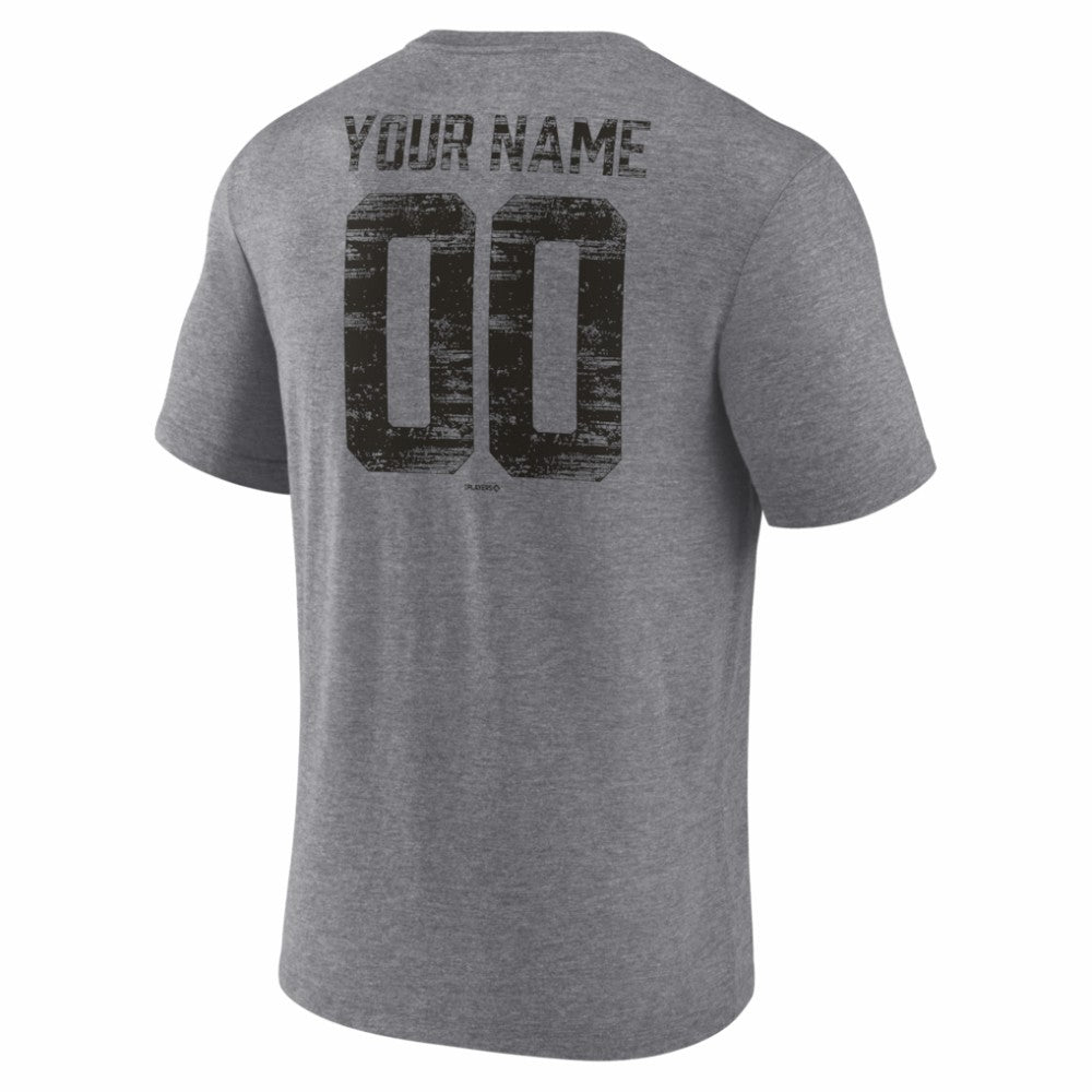 Miami Marlins Heritage Personalized Any Name & Number Tri-Blend T-Shirt - Gray