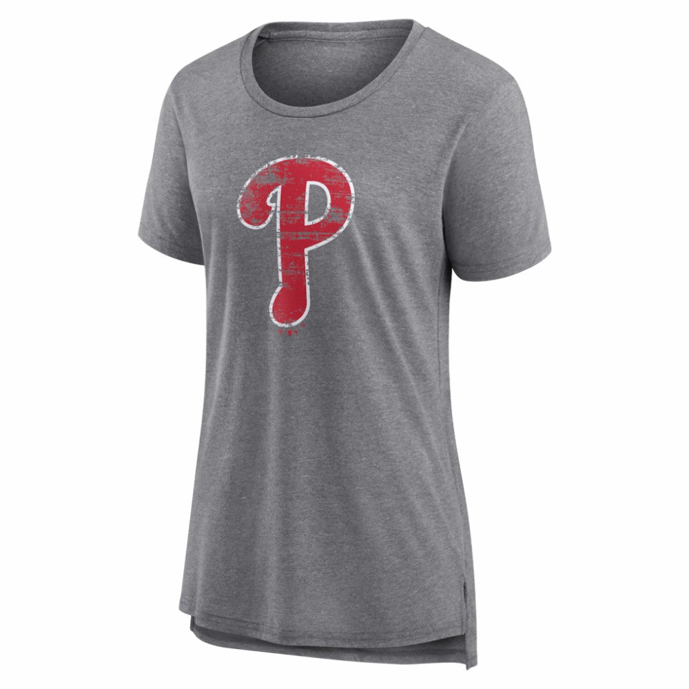 Philadelphia Phillies Women's Heritage Personalized Any Name & Number Tri-Blend T-Shirt - Gray