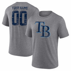 Tampa Bay Rays Heritage Personalized Any Name & Number Tri-Blend T-Shirt - Gray