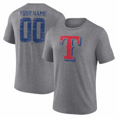 Texas Rangers Heritage Personalized Any Name & Number Tri-Blend T-Shirt - Gray