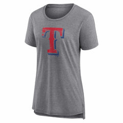 Texas Rangers Women's Heritage Personalized Any Name & Number Tri-Blend T-Shirt - Gray