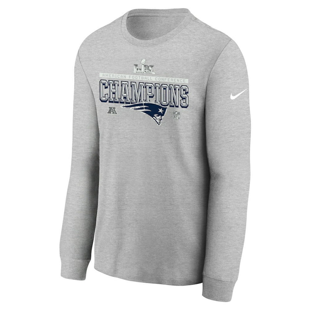 NFL New England Patriots Youth 2025 AFC Champions Locker Room Trophy Collection Long Sleeve T-Shirt