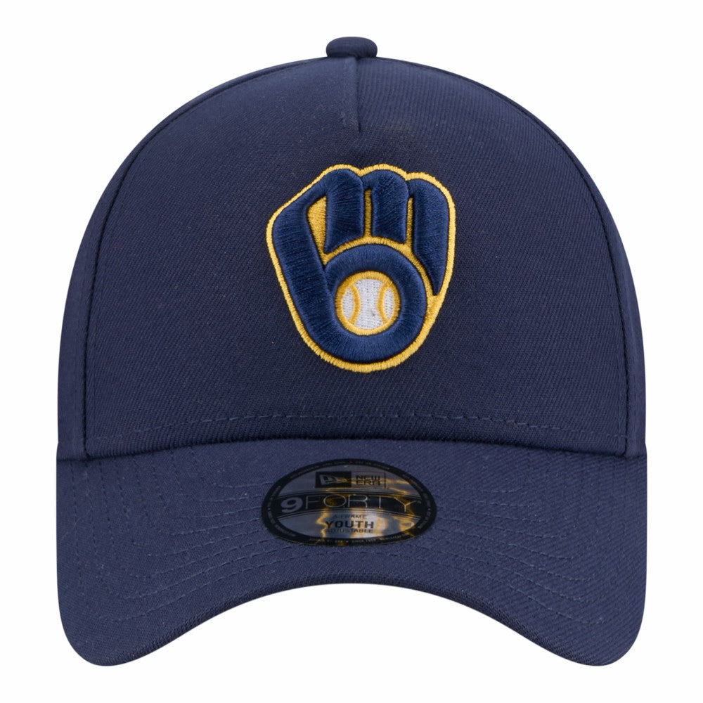 Milwaukee Brewers Youth 9FORTY A-Frame Adjustable Hat - Navy | New Era