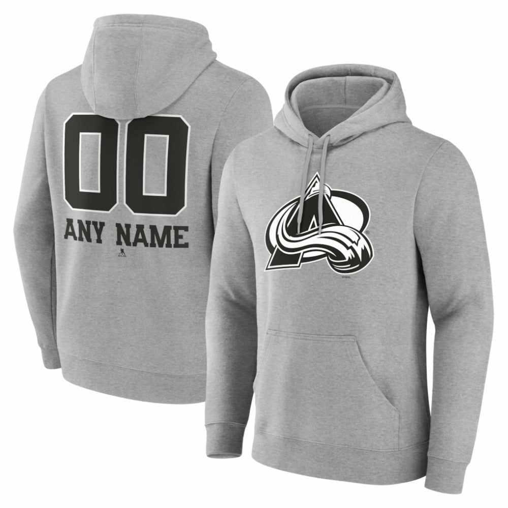 Colorado Avalanche Big & Tall Personalized Name & Number Monochrome Pullover Hoodie