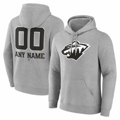 Minnesota Wild Big & Tall Personalized Name & Number Monochrome Pullover Hoodie