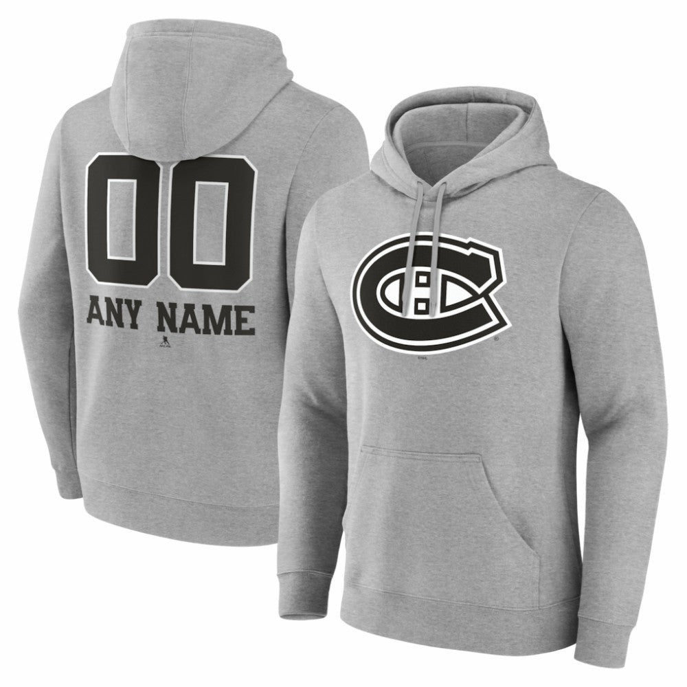 Montreal Canadiens Big & Tall Personalized Name & Number Monochrome Pullover Hoodie