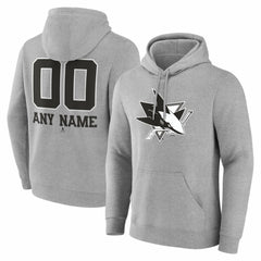 San Jose Sharks Big & Tall Personalized Name & Number Monochrome Pullover Hoodie