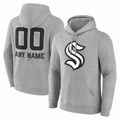 Seattle Kraken Big & Tall Personalized Name & Number Monochrome Pullover Hoodie