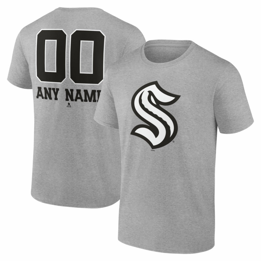 Seattle Kraken Big & Tall Personalized Name & Number Monochrome T-Shirt
