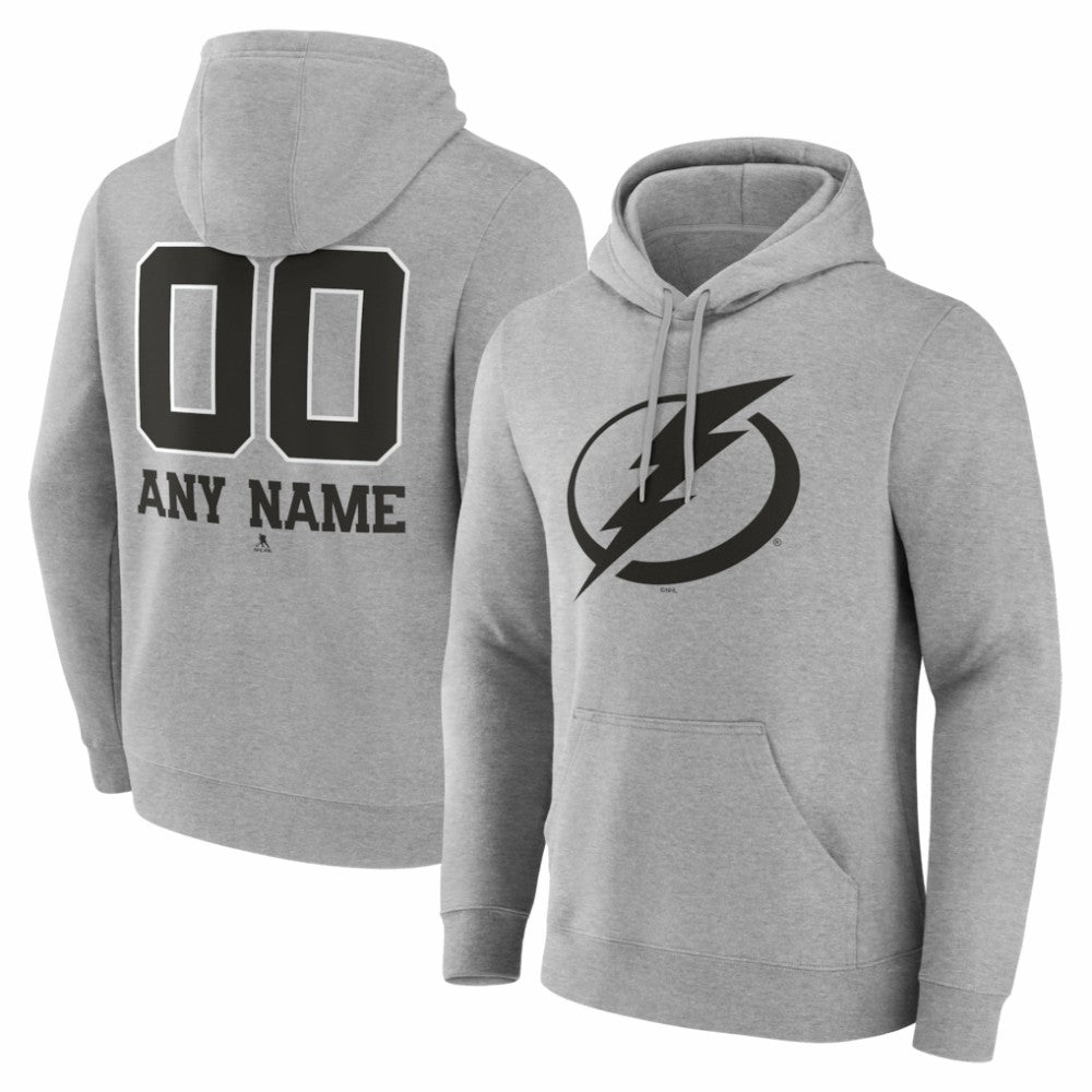Tampa Bay Lightning Big & Tall Personalized Name & Number Monochrome Pullover Hoodie