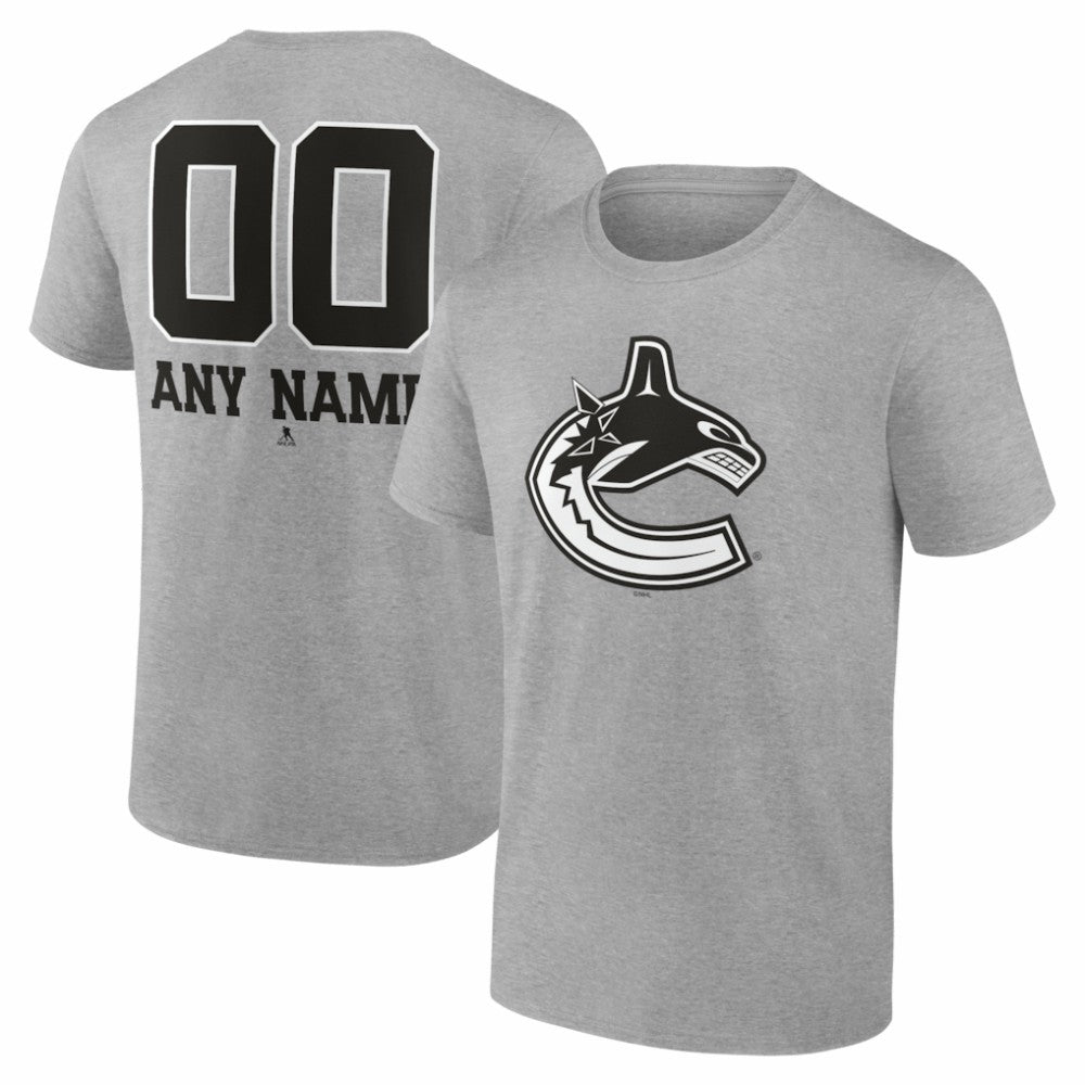 Vancouver Canucks Big & Tall Personalized Name & Number Monochrome T-Shirt