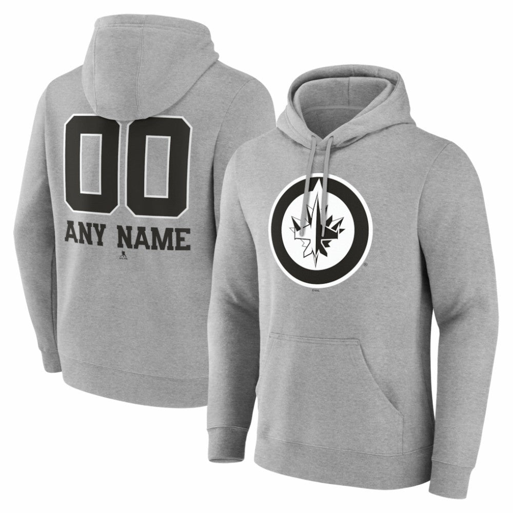 Winnipeg Jets Big & Tall Personalized Name & Number Monochrome Pullover Hoodie