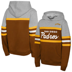 San Diego Padres Youth Cooperstown Head Coach Pullover Hoodie - Brown/Grey | Mitchell & Ness